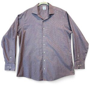 Brooks Brothers 1818 Regent Non-Iron Shirt Burgundy Micro Houndstooth 17 6/7
